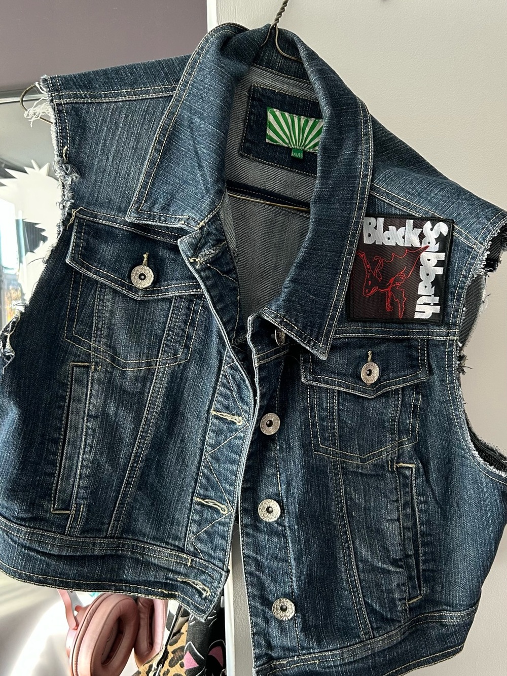 Vintage Denim Vest Jacket - Dark Blue Sleeveless Trucker Style